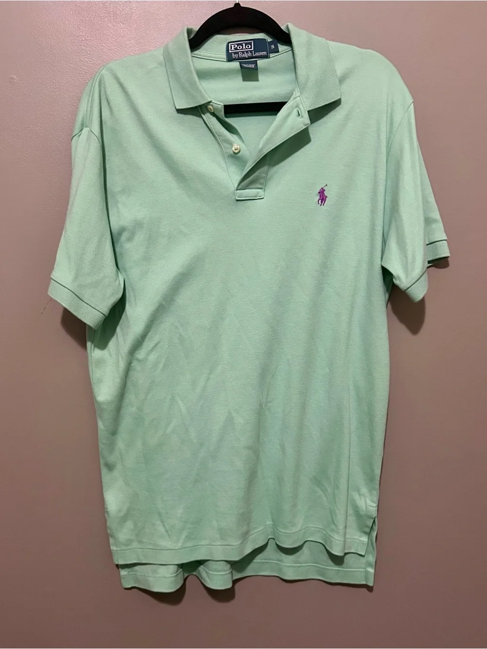 Ralph Lauren Green Polo with Purple Pony Embroidery